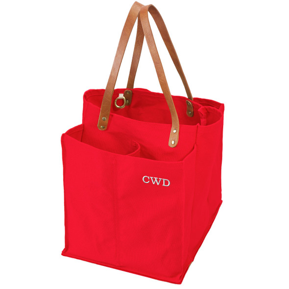 Red Canvas Market Tote -Embroidered 