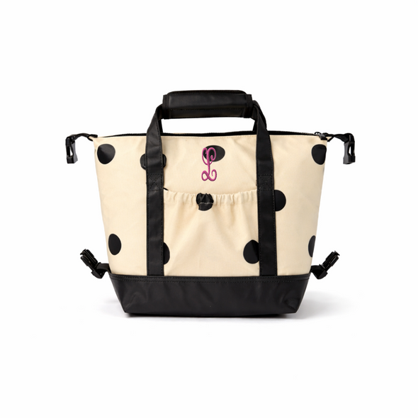 Poppy Cooler Tote - Cream/Black -Embroidered