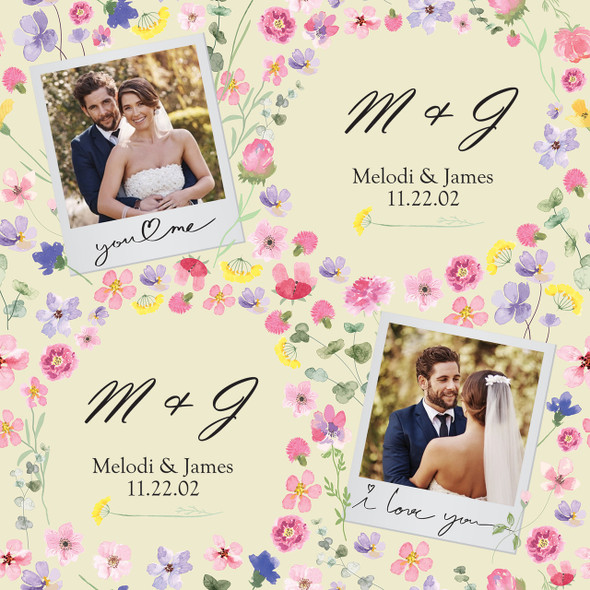 Floral Polaroid Wedding Photo Personalized Gift Wrap