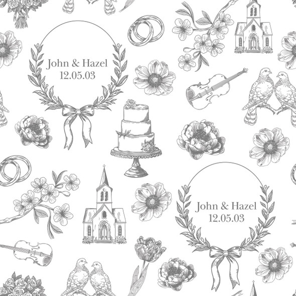 Something Blue Toile Personalized Wedding Gift Wrap