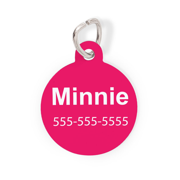Hot Pink Round Pet Tag-Solid Color Hot Pink Round Pet Tag-Solid Color