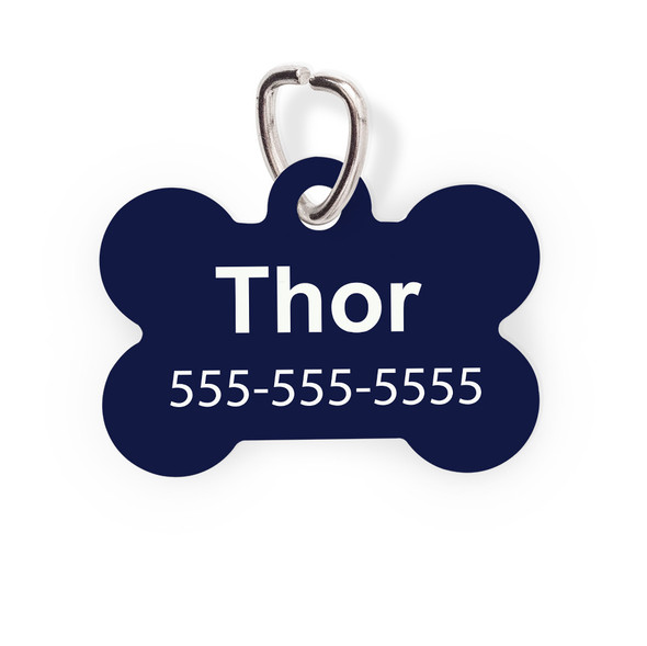 Navy Bone Pet Tag-Solid Color Navy Bone Pet Tag-Solid Color