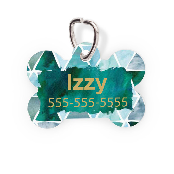 Watercolor Triangles Bone Pet Tag Watercolor Triangles Bone Pet Tag