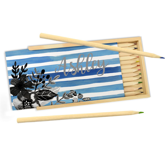 Grayscale Waterfloral Pencil Box Grayscale Waterfloral Pencil Box