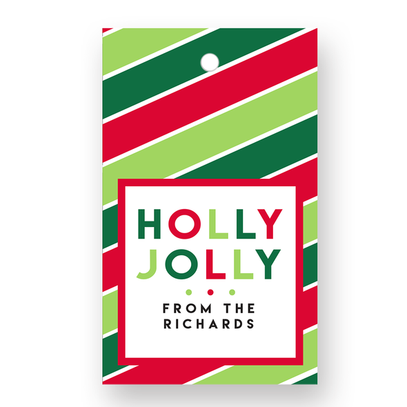Holly Jolly Stripes Gift Tags - Set of 41 - Pearl Holly Jolly Stripes Gift Tags - Set of 41 - Pearl