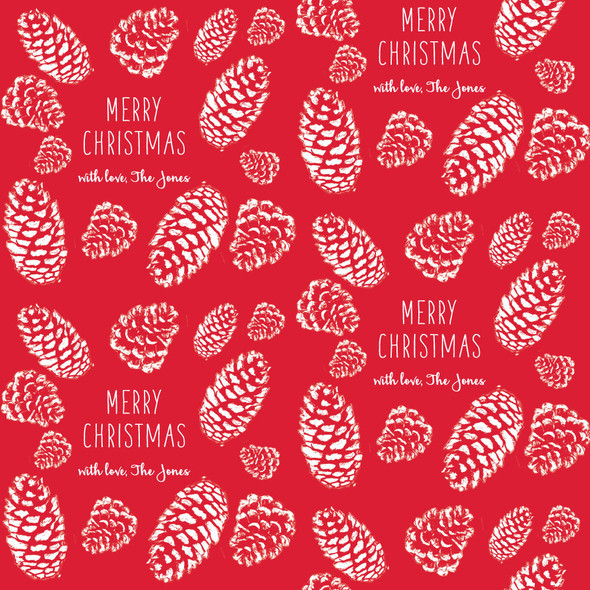 Stamped Pinecones on Red Personalized Gift Wrap Stamped Pinecones on Red Personalized Gift Wrap
