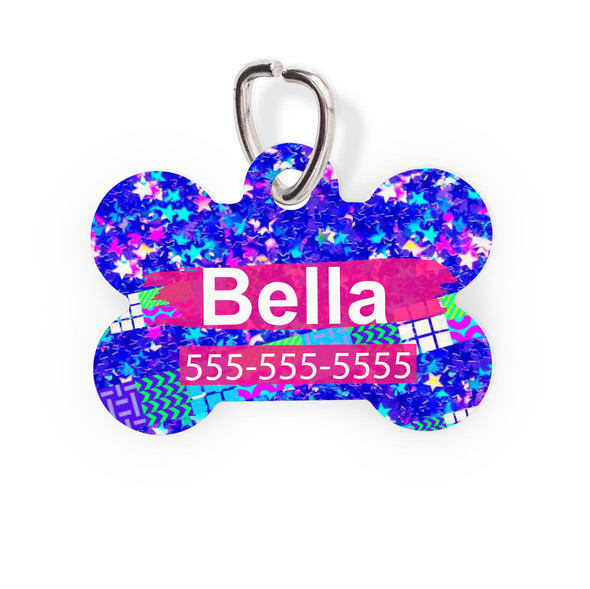Sparkly Stars Bone Pet Tag Sparkly Stars Bone Pet Tag