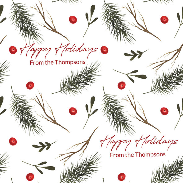 Watercolor Winter Foliage Personalized Gift Wrap Watercolor Winter Foliage Personalized Gift Wrap