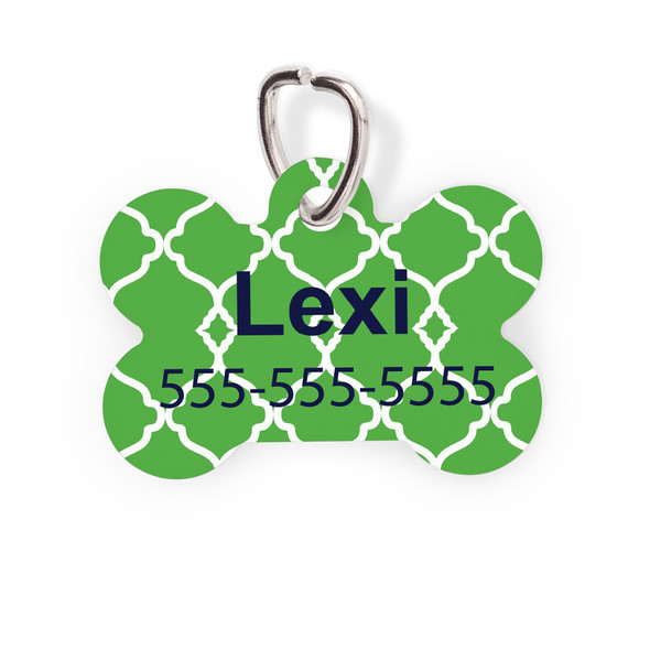 Green Trellis Bone Pet Tag-Pattern Green Trellis Bone Pet Tag-Pattern