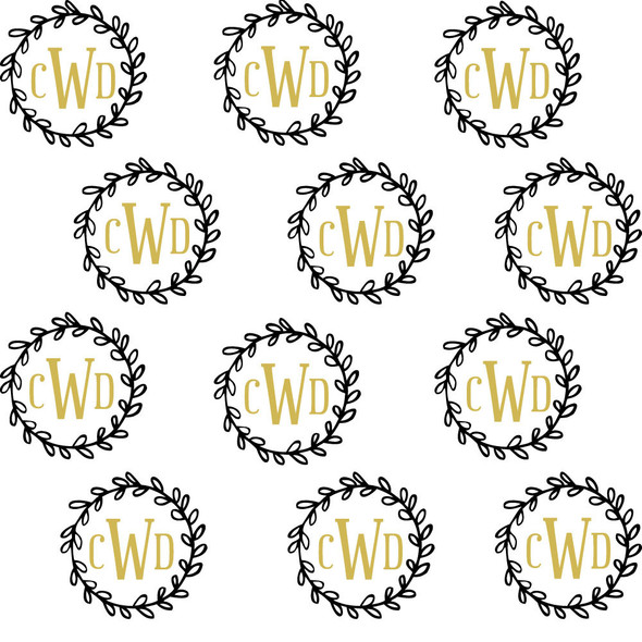 Black Wreath Monogram Gift Wrap Black Wreath Monogram Gift Wrap