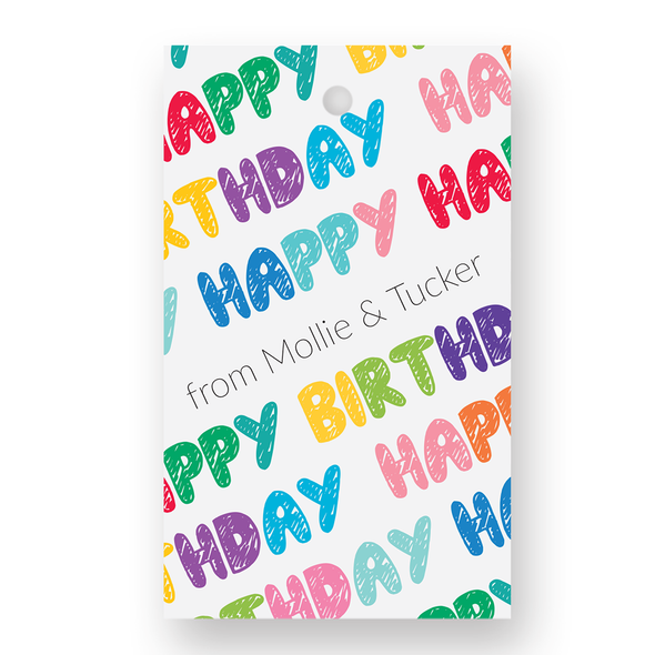 HBD Bubble Letters on White Gift Tags - Set of 41 - Pearl HBD Bubble Letters on White Gift Tags - Set of 41 - Pearl