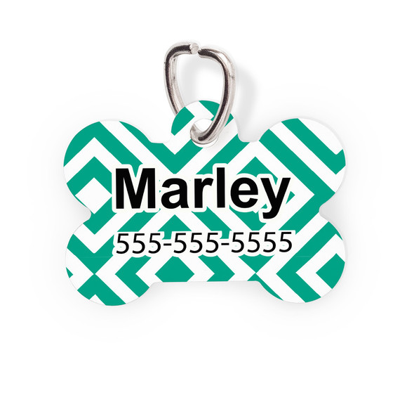 Teal Diamonds Bone Pet Tag-Pattern Teal Diamonds Bone Pet Tag-Pattern
