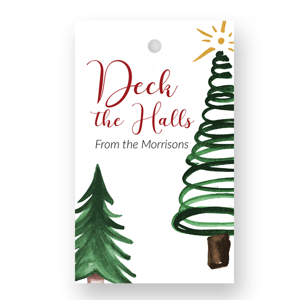 Sketched Tree Deck The Halls Gift Tags - Set of 41 - Pearl Sketched Tree Deck The Halls Gift Tags - Set of 41 - Pearl