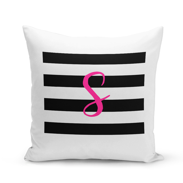 BW Modern Stripes White Pillow Cover - Personalized BW Modern Stripes White Pillow Cover - Personalized