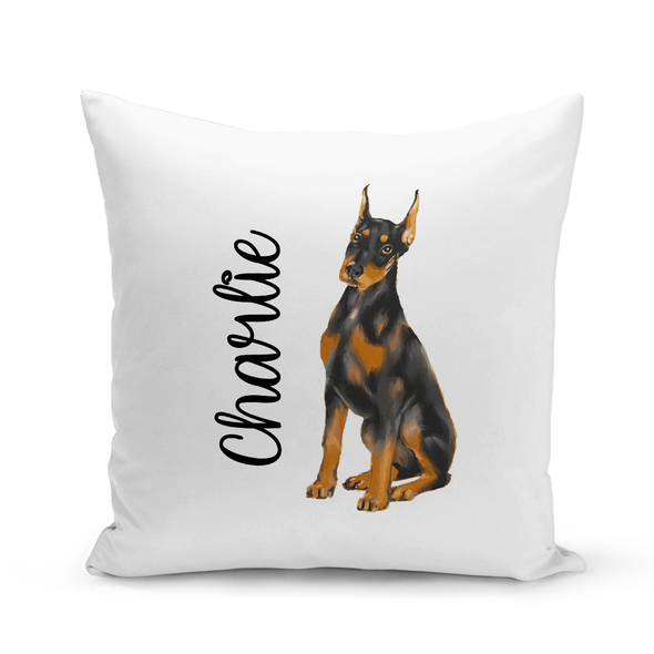Doberman White Pillow Cover - Personalized Doberman White Pillow Cover - Personalized