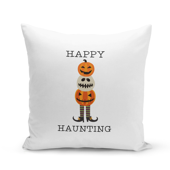 Happy Haunting White Pillow Cover Happy Haunting White Pillow Cover