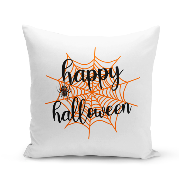 Happy Halloween Web White Pillow Cover Happy Halloween Web White Pillow Cover