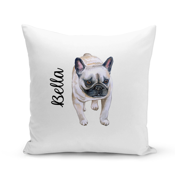 French Bulldog White Pillow Cover - Personalized French Bulldog White Pillow Cover - Personalized