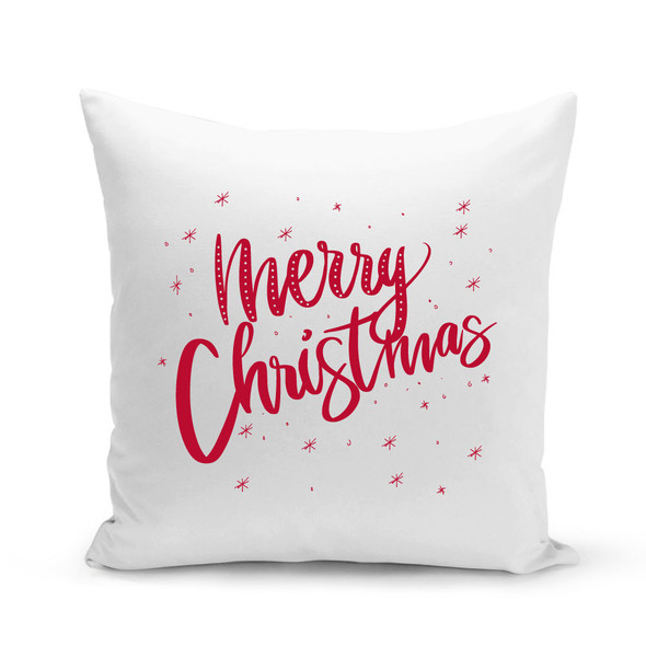 Merry Christmas White Pillow Cover Merry Christmas White Pillow Cover