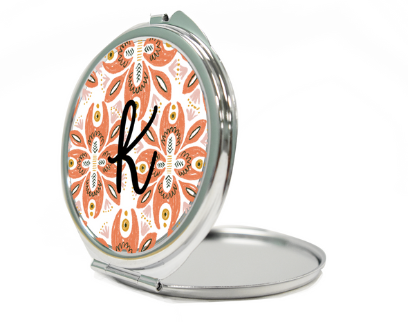 Coral Boho Round Compact Mirror Coral Boho Round Compact Mirror