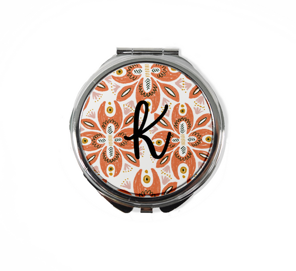 Coral Boho Round Compact Mirror Coral Boho Round Compact Mirror