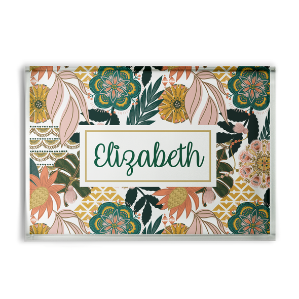 Boho Floral Glass Block Boho Floral Glass Block