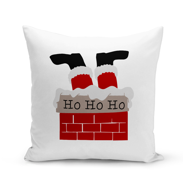 Ho Ho Ho Chimney Santa White Pillow Cover Ho Ho Ho Chimney Santa White Pillow Cover