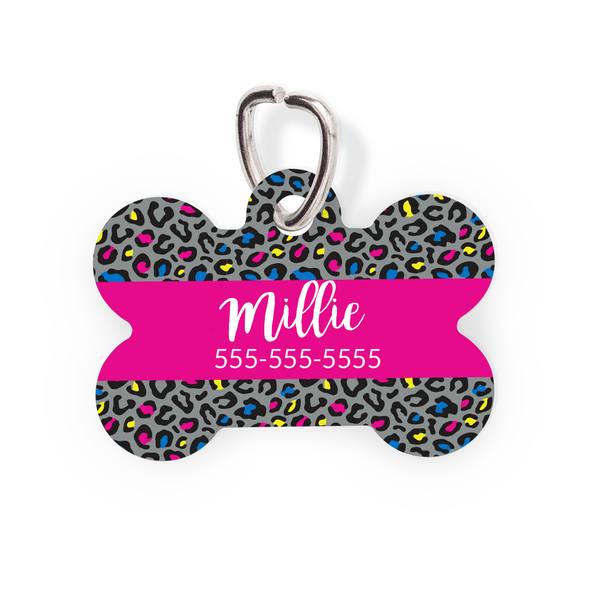 Neon Leopard Bone Pet Tag Neon Leopard Bone Pet Tag