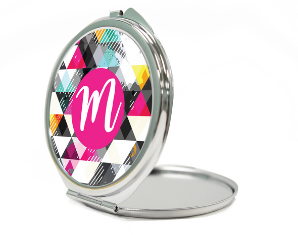 Grunge Triangles Round Compact Mirror Grunge Triangles Round Compact Mirror