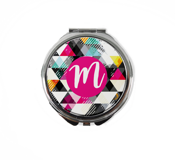 Grunge Triangles Round Compact Mirror Grunge Triangles Round Compact Mirror