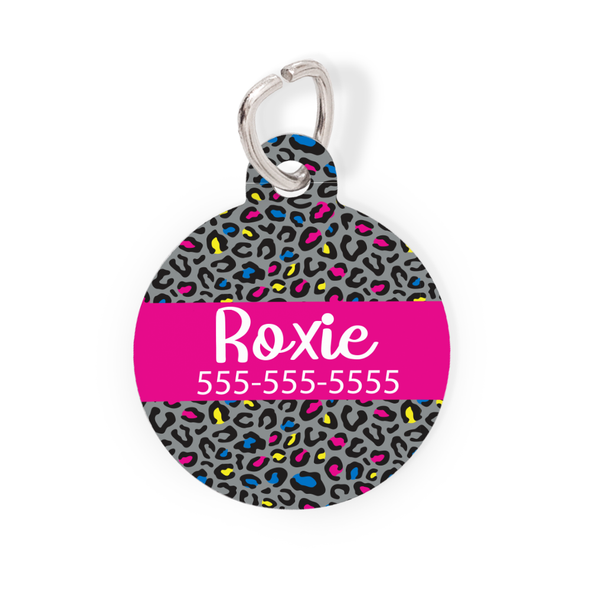 Neon Leopard Round Pet Tag Neon Leopard Round Pet Tag