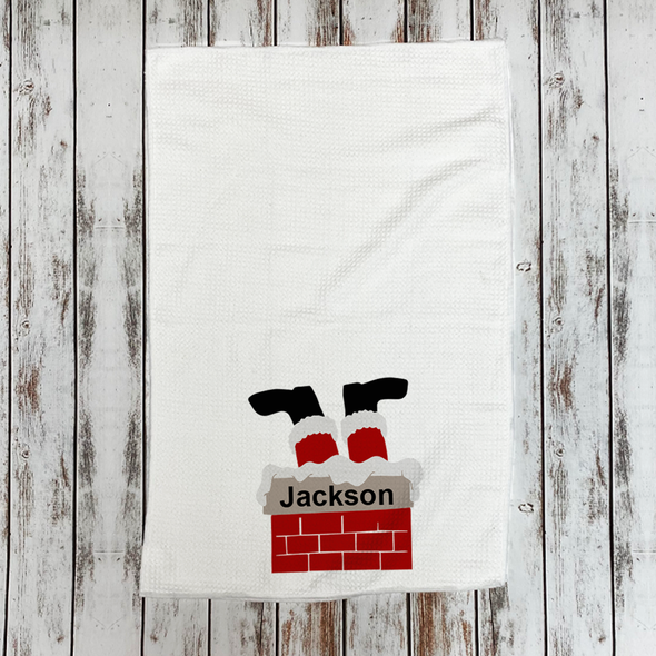 Chimney Santa Microfiber Hand Towel - Personalized Chimney Santa Microfiber Hand Towel - Personalized