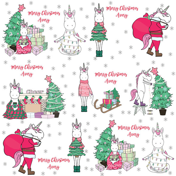 Unicorn's Christmas Personalized Gift Wrap Unicorn's Christmas Personalized Gift Wrap