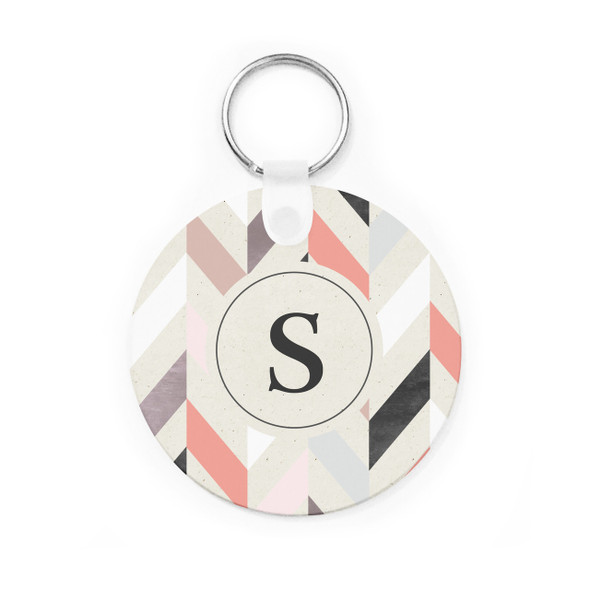Coral Calico Round Key Chain Coral Calico Round Key Chain