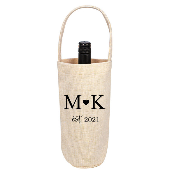 Heart Established Linen Bottle Tote Heart Established Linen Bottle Tote