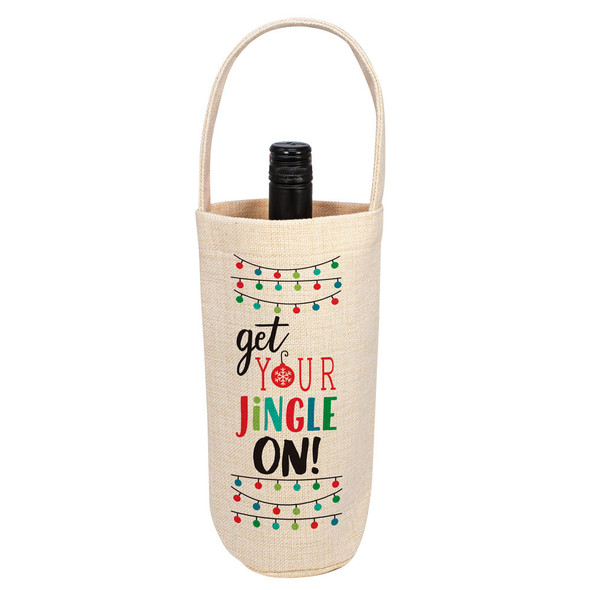 Get Your Jingle On Linen Bottle Tote Get Your Jingle On Linen Bottle Tote