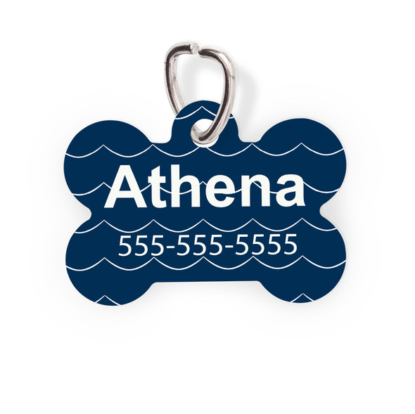 Navy Waves Bone Pet Tag-Pattern Navy Waves Bone Pet Tag-Pattern