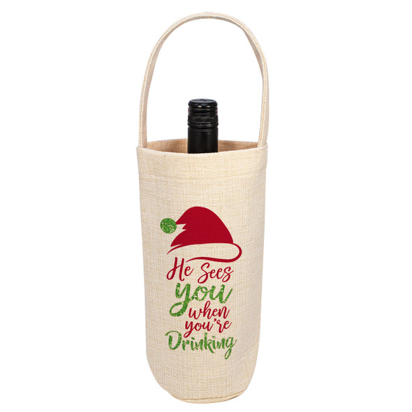 He Sees You Linen Bottle Tote He Sees You Linen Bottle Tote