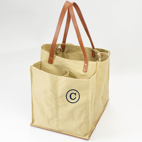 Sand Canvas Multi-Pocket Ultimate Market Tote-Embroidered Sand Canvas Multi-Pocket Ultimate Market Tote-Embroidered