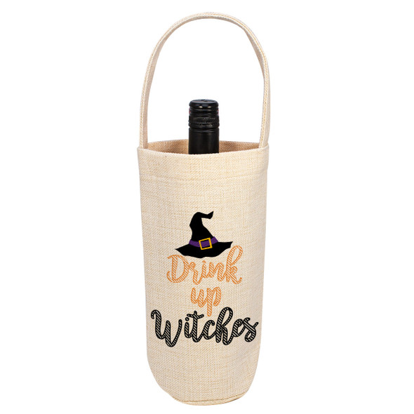 Drink Up Witches Linen Bottle Tote Drink Up Witches Linen Bottle Tote