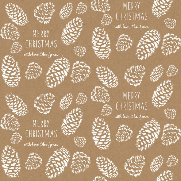 Kraft Stamped Pinecones Personalized Gift Wrap Kraft Stamped Pinecones Personalized Gift Wrap
