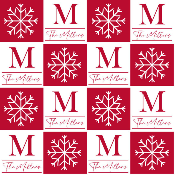 Monogram Red Snowflake Squares Personalized Gift Wrap Monogram Red Snowflake Squares Personalized Gift Wrap