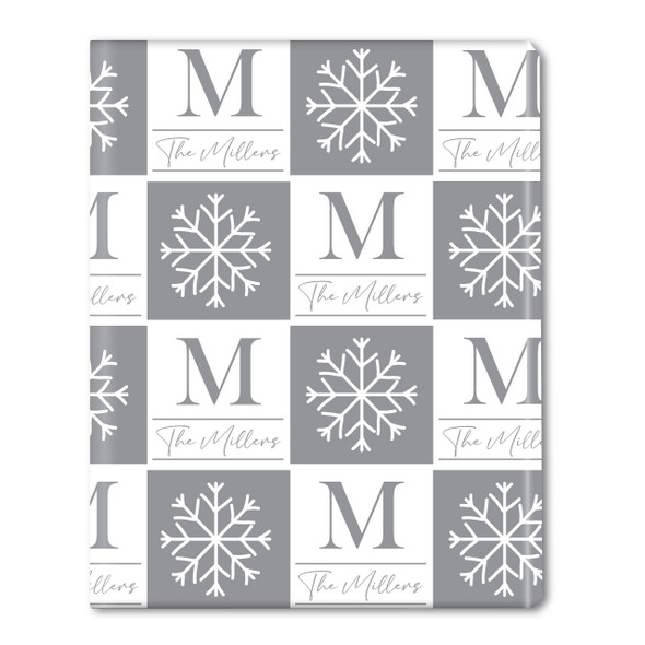 Monogram Gray Snowflake Squares Personalized Gift Wrap Monogram Gray Snowflake Squares Personalized Gift Wrap