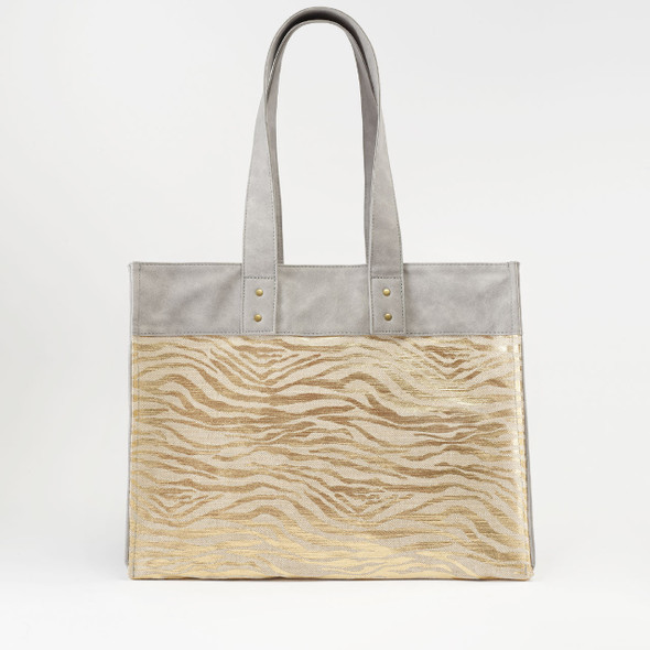 Carson Tote Bag- Metallic Gold Stripes - Vegan Leather Carson Tote Bag- Metallic Gold Stripes - Vegan Leather