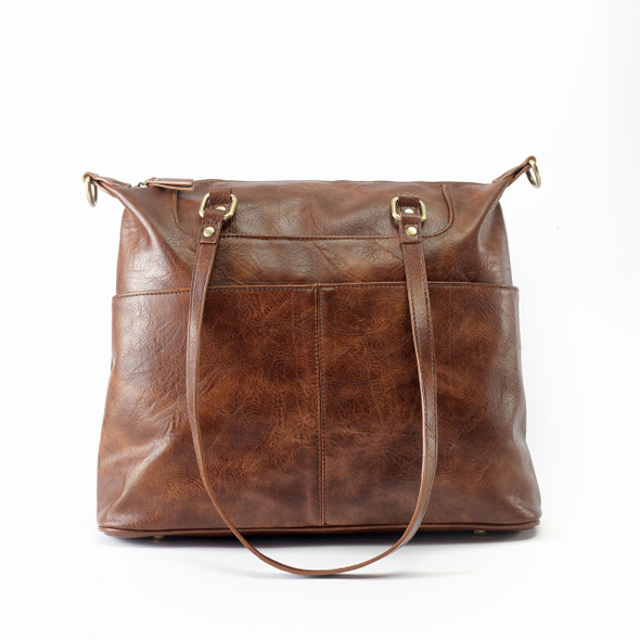 London Convertible Tote- Brown - Vegan Leather London Convertible Tote- Brown - Vegan Leather