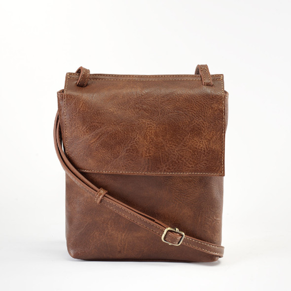 Brown Front Flap Crossbody - Vegan Leather Brown Front Flap Crossbody - Vegan Leather