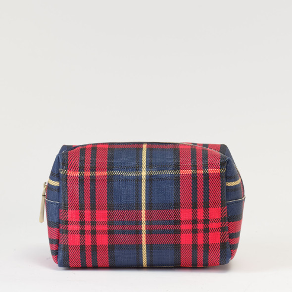 Vegan Leather North Plaid Travel Pouch Vegan Leather North Plaid Travel Pouch