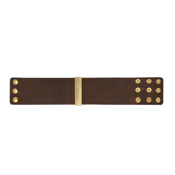 Brown Genuine Leather Cuff Bar Bracelet