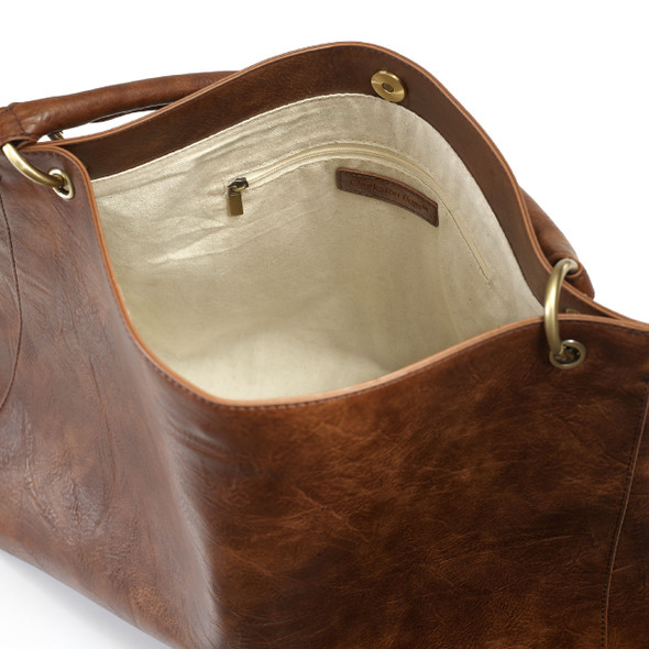 Brown Townsend Tote - Vegan Leather - Embroidered Brown Townsend Tote - Vegan Leather - Embroidered