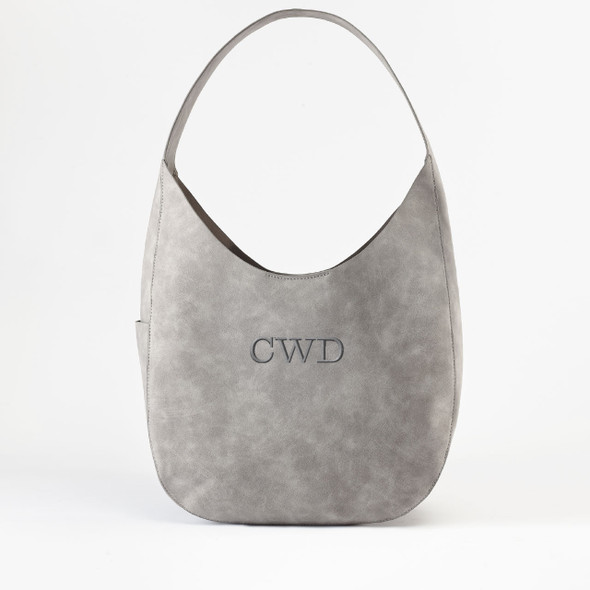 Grey Havana Hobo - Vegan Leather - Embroidered Grey Havana Hobo - Vegan Leather - Embroidered